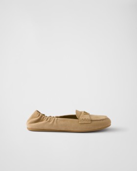 Prada Suede Loafers Ecru