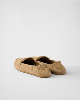 Prada Suede Loafers Ecru