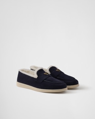 Prada Suede Loafers Navy