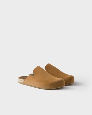 Prada Suede Mules Cinnamon