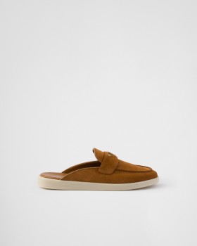 Prada Suede Mules Cognac