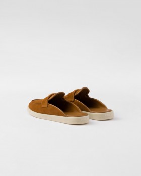 Prada Suede Mules Cognac