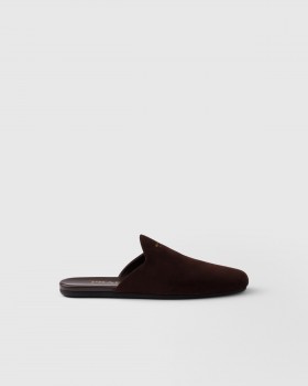 Prada Suede Mules Dark Brown