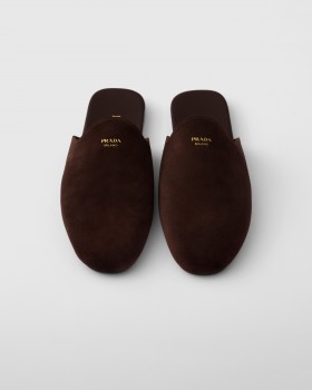 Prada Suede Mules Dark Brown