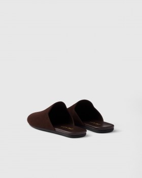 Prada Suede Mules Dark Brown