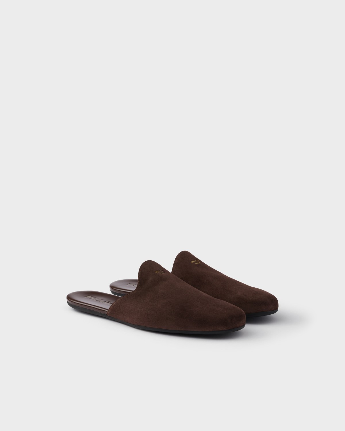 Prada Suede Mules Dark Brown