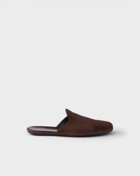 Prada Suede Mules Dark Brown