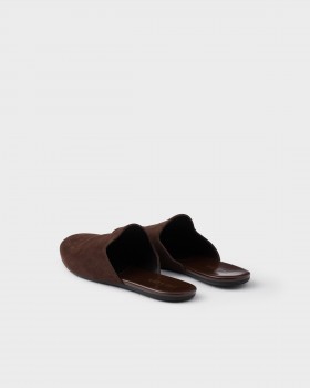 Prada Suede Mules Dark Brown