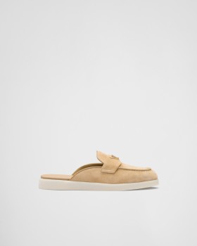 Prada Suede Mules Ecru