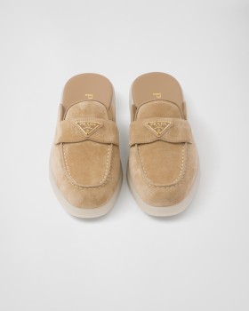 Prada Suede Mules Ecru
