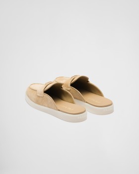 Prada Suede Mules Ecru