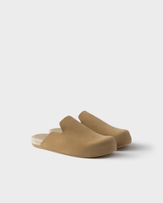 Prada Suede Mules Ecru