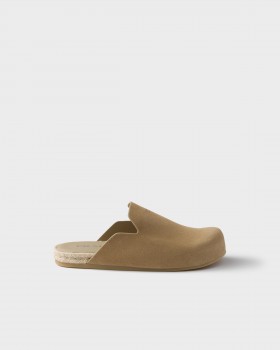 Prada Suede Mules Ecru