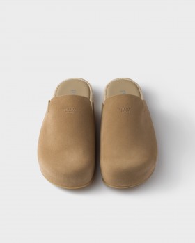 Prada Suede Mules Ecru