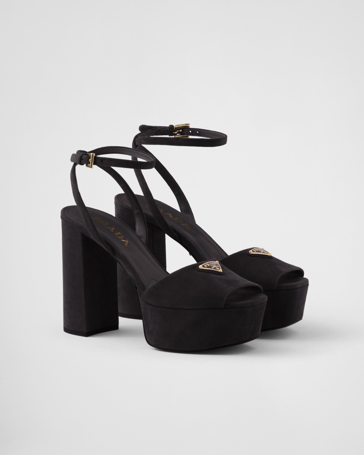 Prada Suede Platform Sandals Black