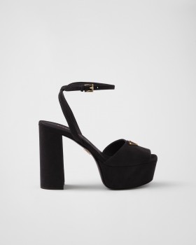 Prada Suede Platform Sandals Black