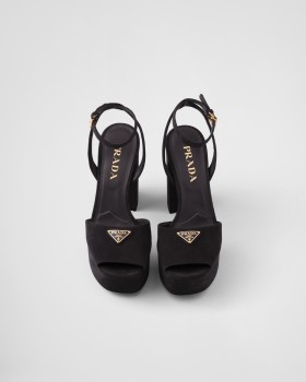 Prada Suede Platform Sandals Black