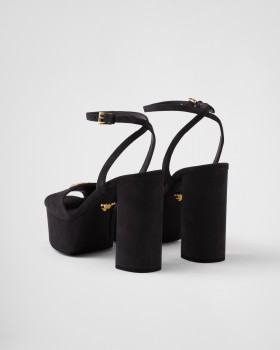 Prada Suede Platform Sandals Black