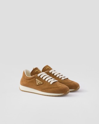 Prada Suede Running Sneakers Caramel