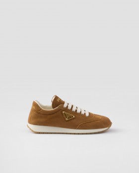 Prada Suede Running Sneakers Caramel