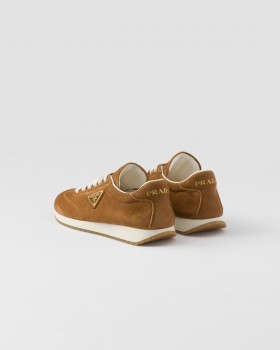 Prada Suede Running Sneakers Caramel