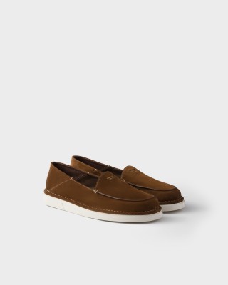 Prada Suede Slip-ons Cocoa Brown