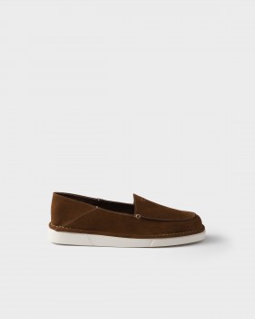 Prada Suede Slip-ons Cocoa Brown