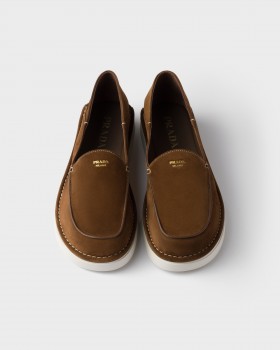 Prada Suede Slip-ons Cocoa Brown