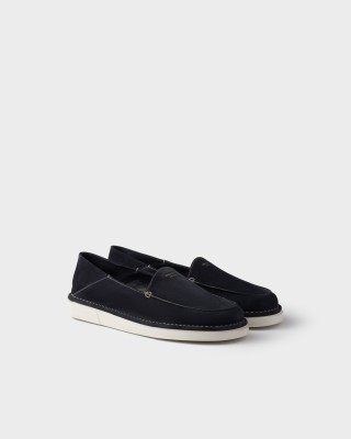 Prada Suede Slip-ons Navy