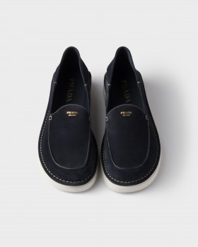 Prada Suede Slip-ons Navy