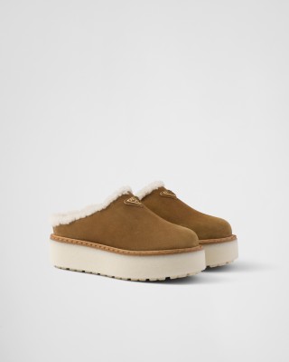 Prada Suede Slippers Cinnamon