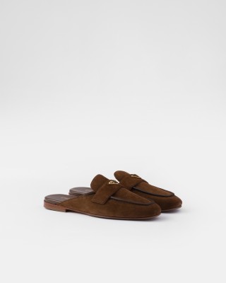 Prada Suede Slippers Cocoa Brown