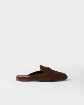 Prada Suede Slippers Cocoa Brown