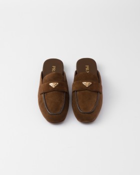 Prada Suede Slippers Cocoa Brown