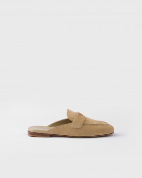 Prada Suede Slippers Ecru