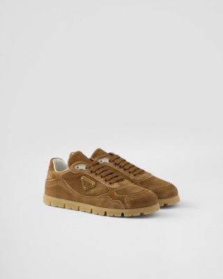 Prada Trail Faded Suede Sneakers Cinnamon