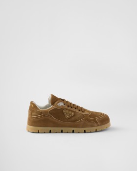 Prada Trail Faded Suede Sneakers Cinnamon