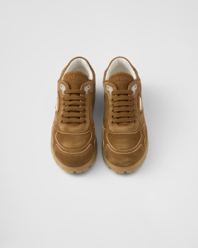 Prada Trail Faded Suede Sneakers Cinnamon