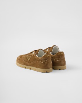 Prada Trail Faded Suede Sneakers Cinnamon