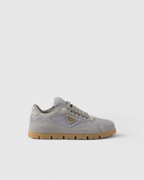 Prada Trail Mesh Fabric And Suede Sneakers Cloudy Gray