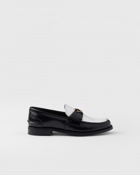Prada Two-tone Brushed Leather Loafers Black/White