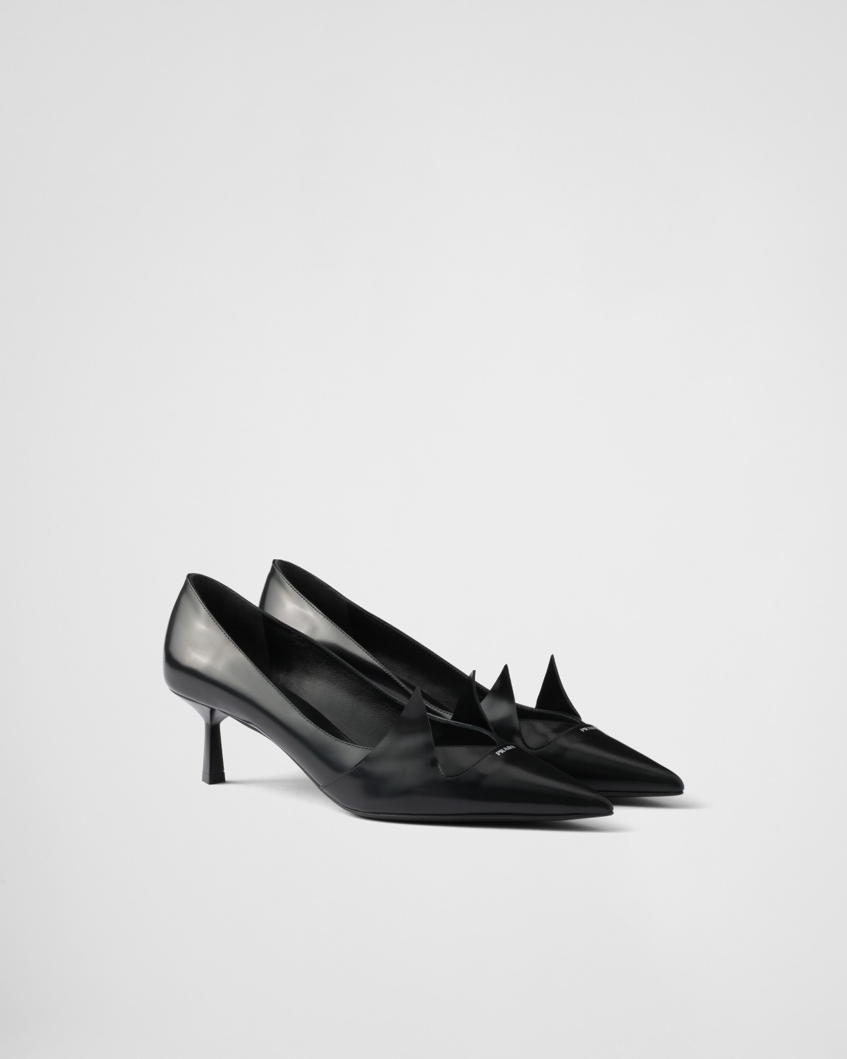 Prada Two-tone Brushed Leather Pumps Black