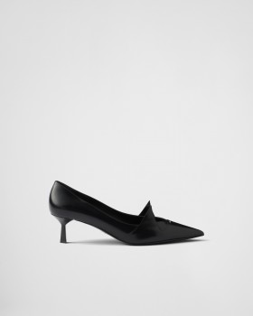 Prada Two-tone Brushed Leather Pumps Black