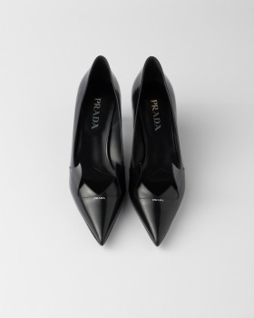 Prada Two-tone Brushed Leather Pumps Black
