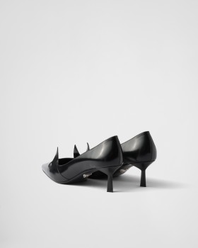 Prada Two-tone Brushed Leather Pumps Black