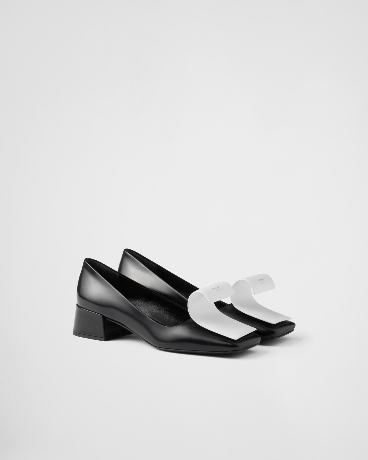 Prada Two-tone Brushed Leather Pumps Black/White