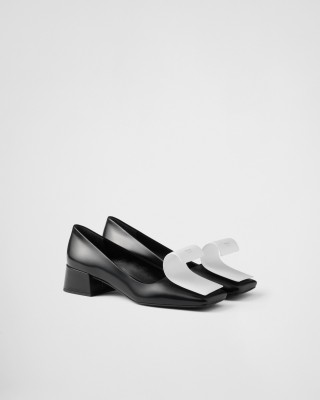Prada Two-tone Brushed Leather Pumps Black/White