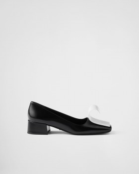 Prada Two-tone Brushed Leather Pumps Black/White