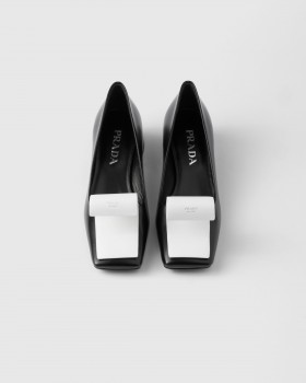Prada Two-tone Brushed Leather Pumps Black/White