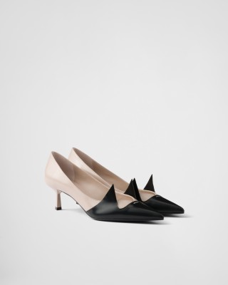 Prada Two-tone Brushed Leather Pumps Silk/Black